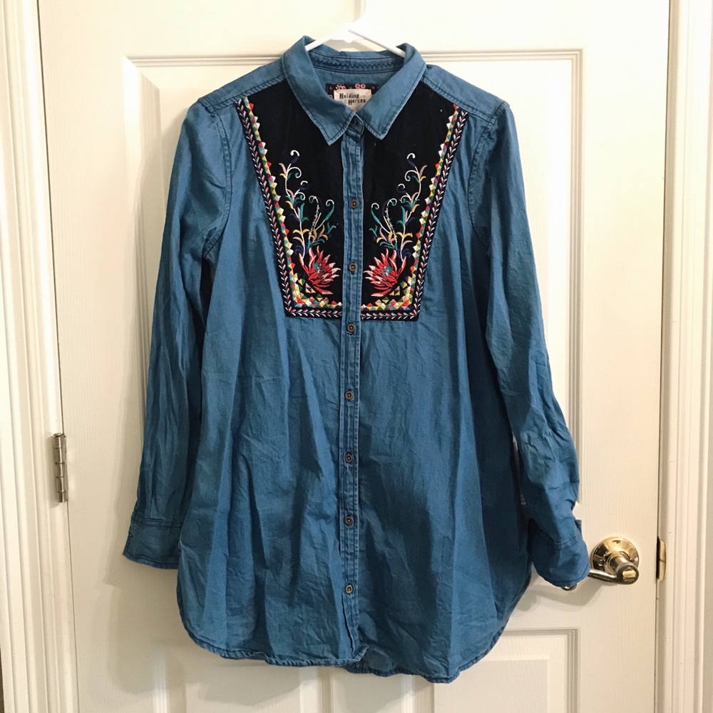 Anthropologie Holding Horses Brand Denim Shirt